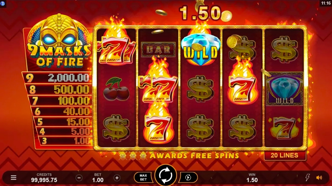 Игровой автомат 9 Masks of Fire